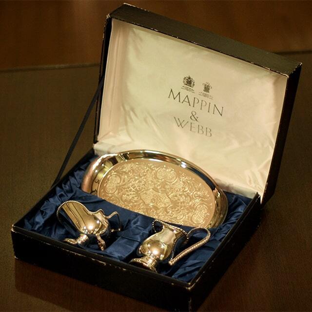 中古】Mappin&Webb(マッピン&ウェッブ)シュガー＆ミルクポット＆トレイ