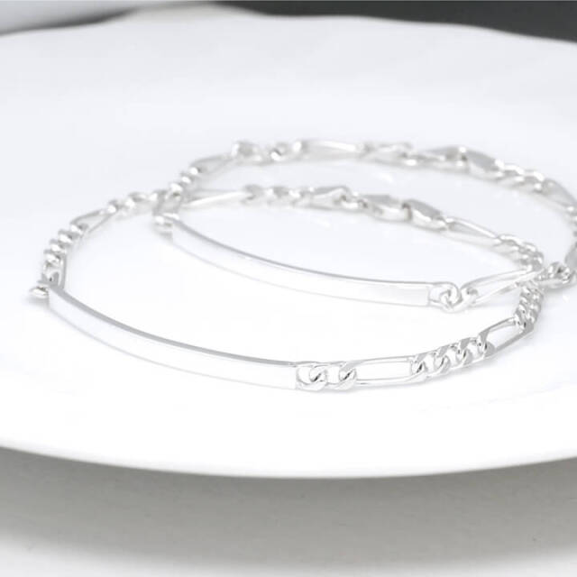 即日発送】【刻印可】シルバーチェーン プレートブレスレット