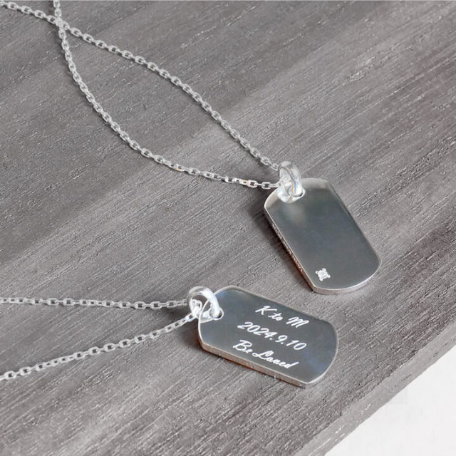刻印対応】 誕生石対応 シルバー ドッグタグ IDタグ プレートペア