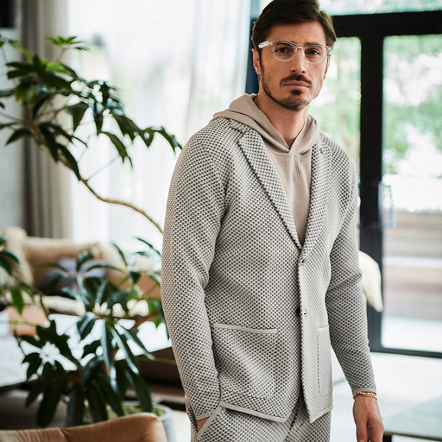 SALE G-ZERO 軽量 ブリスター 格子編み 洗える ニットジャケット