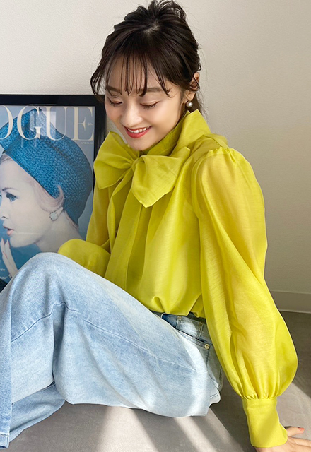 シャイニーオーガンジー3wayリボンブラウス【7i-146-01114】