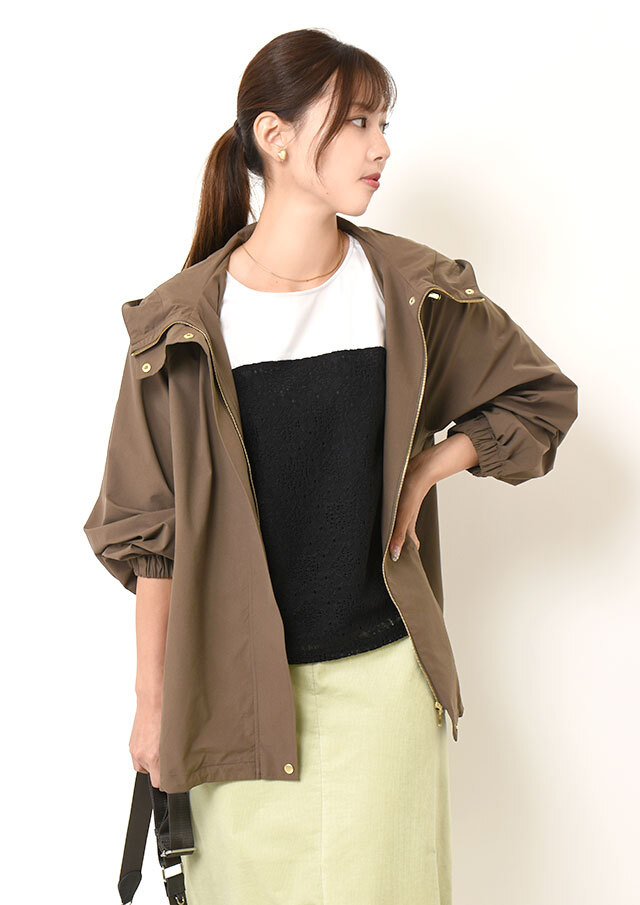 2WAYサーブルクロスフーデットジップブルゾン