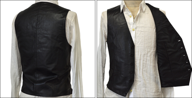 Haruf ブランド レザーベスト メンズ 本革 ベスト 革 ジレ チョッキ