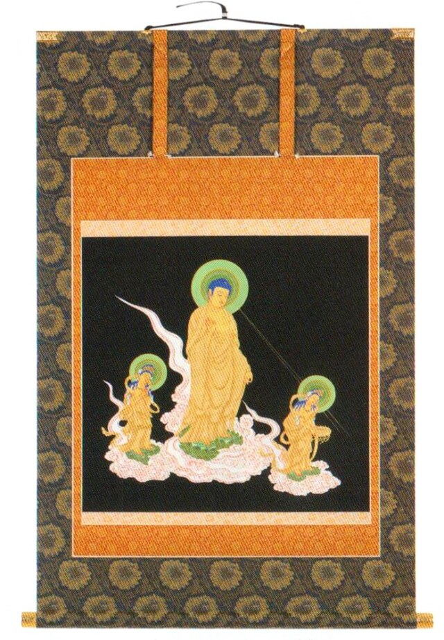 掛軸】来迎阿弥陀三尊仏【03-026】