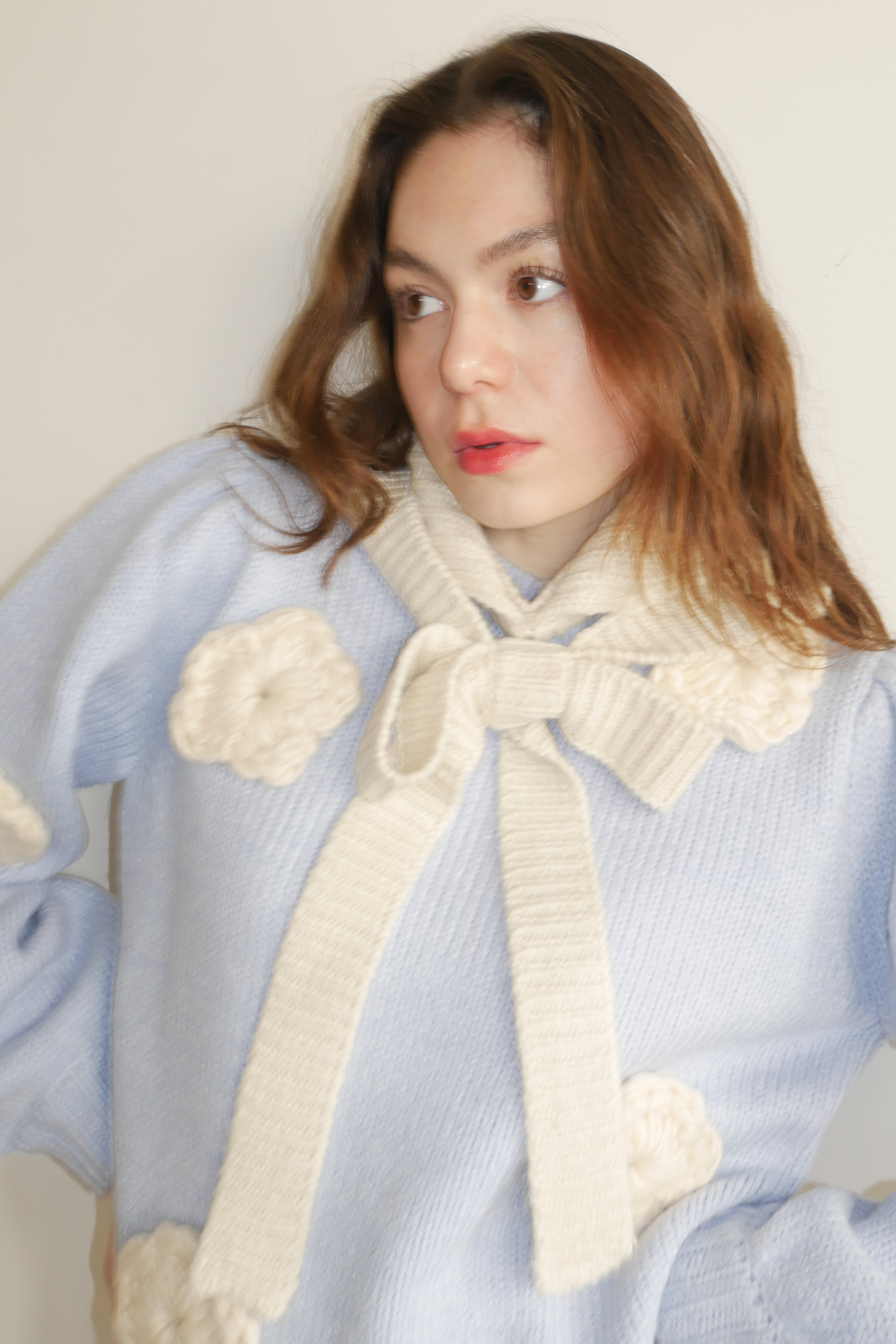 HONEY MI HONEY｜立体フラワーニット｜レディース パフスリーブセーター