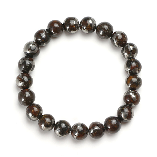 ブレスレット パラサイト・セリコ隕石 10mm 21玉 No.1 《鑑別書付