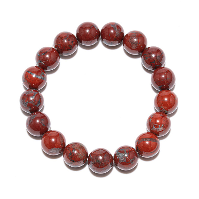 ブレスレット 佐渡赤玉石 （新潟県産） 12φ 17玉 No.24 《証明書付