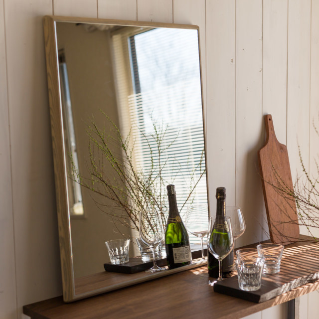 ステラ ウォールミラー ホワイトアッシュ W44×44 壁掛け 全身 鏡