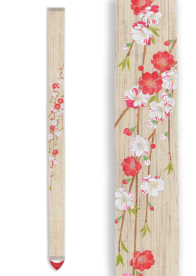 手染め麻細タペストリー「花桃源平」 [京都洛柿庵オンラインショップ]