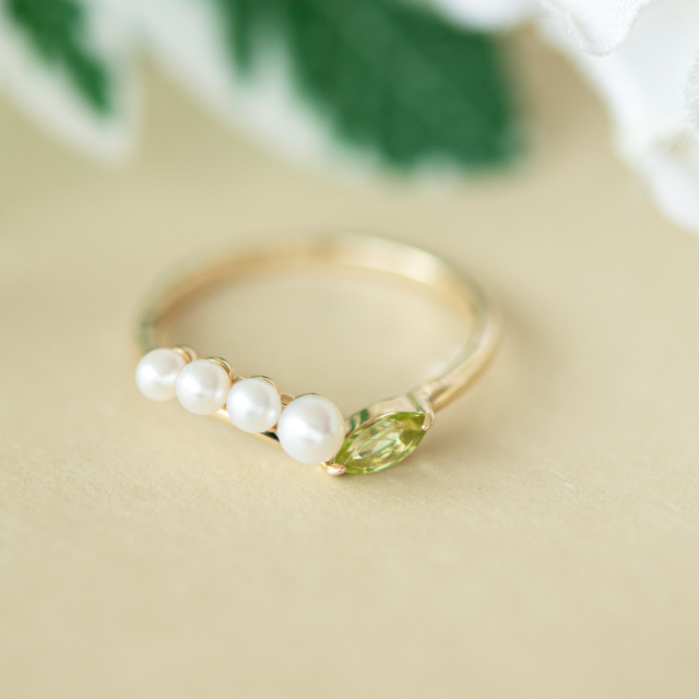 リング K10イエローゴールド 淡水パール ペリドット(JLージュエルー