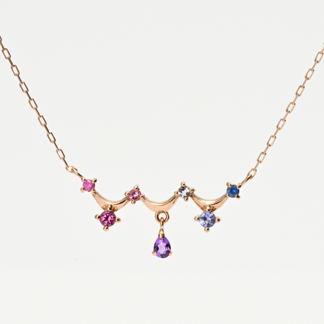 ネックレス K10ピンクゴールド ルビー ロードライトガーネット ピンク