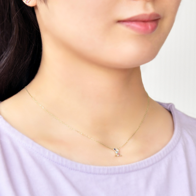 ネックレス K10/K18イエローゴールド サファイア スイスブルートパーズ