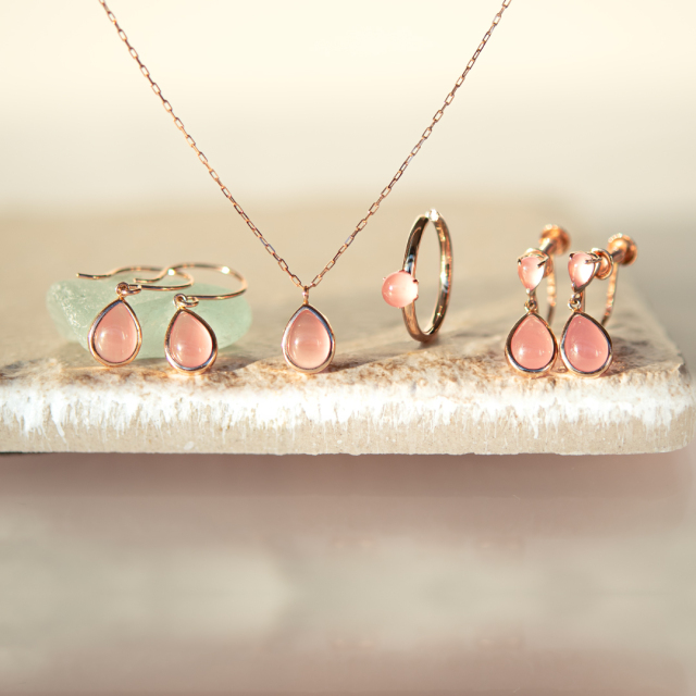 片方】イヤーカフ K10ピンクゴールド 北海道産インカローズ(JL