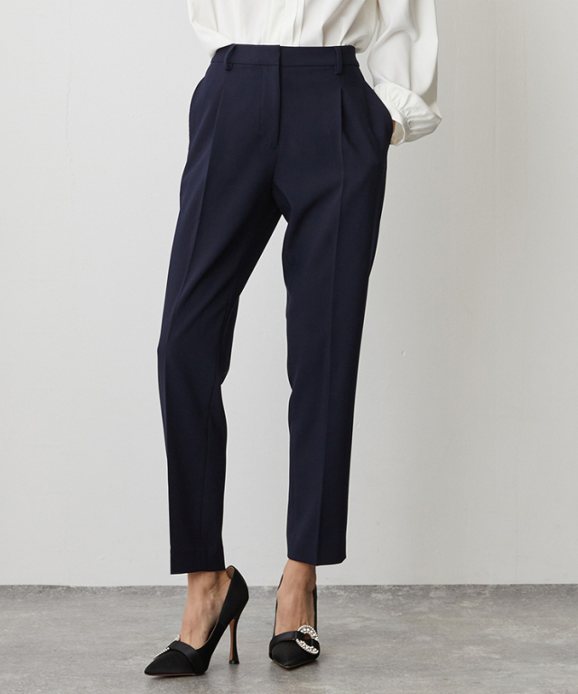 ノーカラージャケット＆テーパードパンツスーツセットアップ 【品番