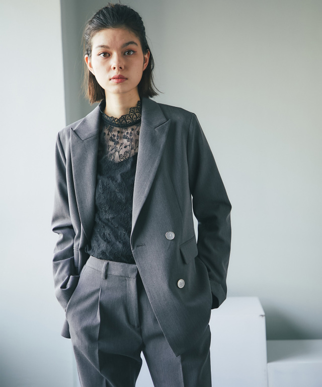 ダブルジャケット＆ワイドパンツスーツセット 【品番:so1-207103】