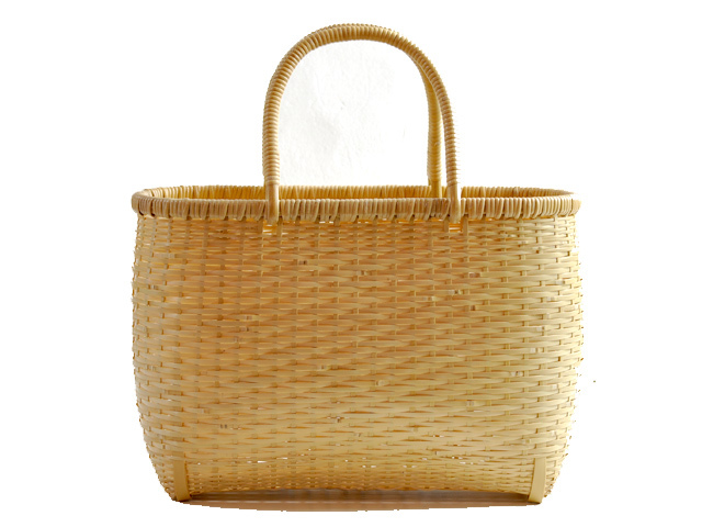買い物かご 大－白/竹かご/かごバッグ/バスケットかご/国産/日本製 竹
