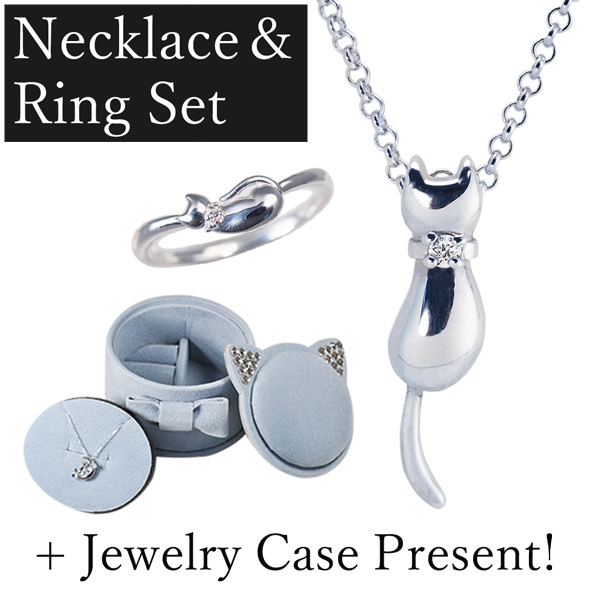 ネックレス＆リングセット◇特典ネコボックス◇ダイヤモンドが煌めく
