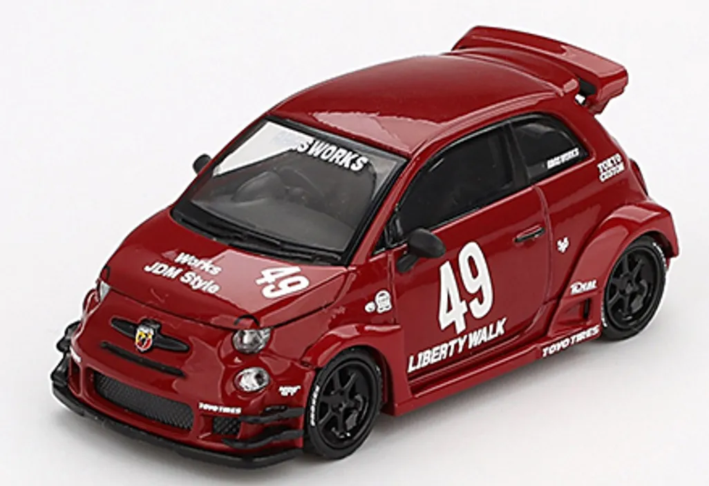予約 MINI-GT 1/64 アバルト 595 LB-WORKS x Abas Works レッド(右