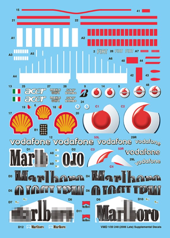Vector 1 Decals (ベクター ワン デカール) 1/20 フェラーリ 248 F1