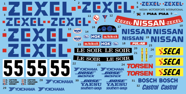 アカツキデカール 1/24 ゼクセル ニッサン GT-R R32 1990 Spa24h No.55