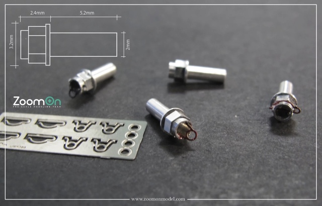 ZoomOn 1/24 ホイールセンターロックナット 4個入り & エッチング ZT045