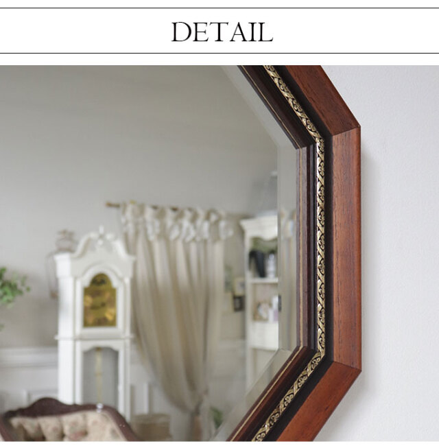 イタリア製 八角形 ウォールミラー(壁掛け鏡) 52×52cm｜おしゃれ