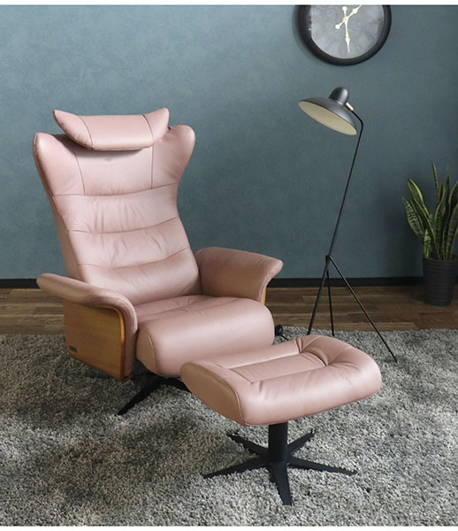 高級 本革 パーソナルチェア ソファ リクライニング オットマン付き