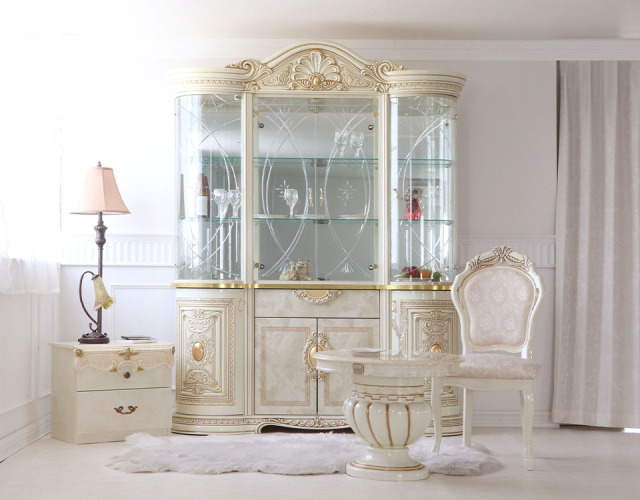 高級イタリア家具 レオナルド(REONARD) 伸長式ダイニング7点セット 6人