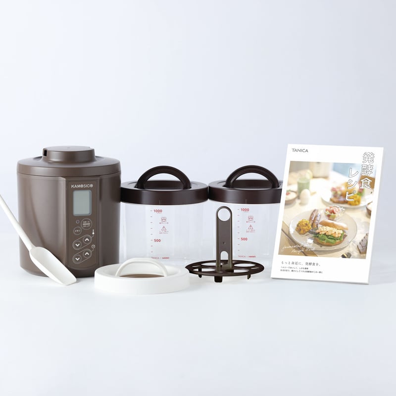 ヨーグルトメーカー】KAMOSICO ガラス容器2個付きセット（ブラウン