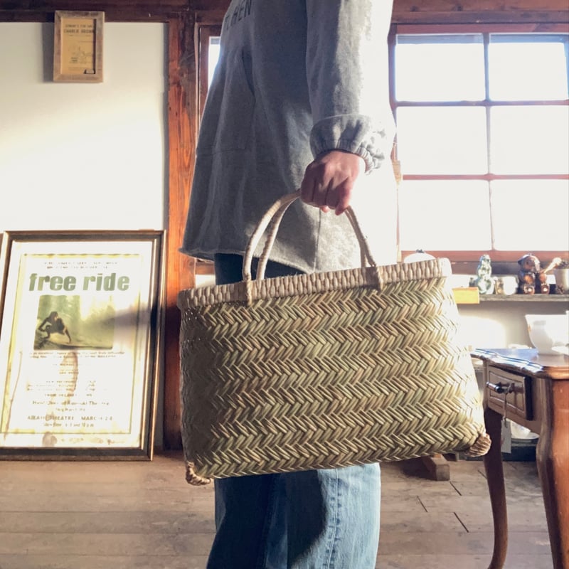 スズ竹 すず竹 手提げかご 市場かご 格子縁 -4／岩手県一戸 鳥越竹細工