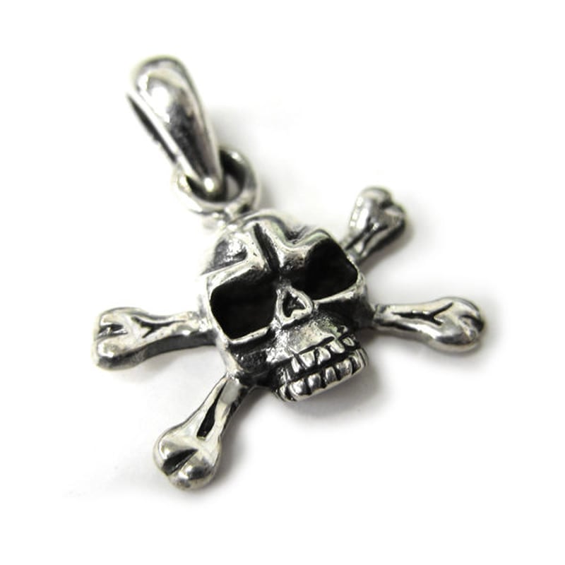 シルバー アクセサリー ネックレス トップ パーツ 925 イブシ ドクロ