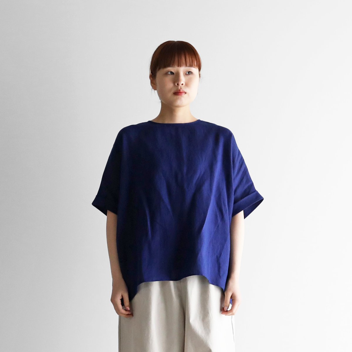 シャトルリネンバックボタン2way半袖ブラウス【レディス】U615を