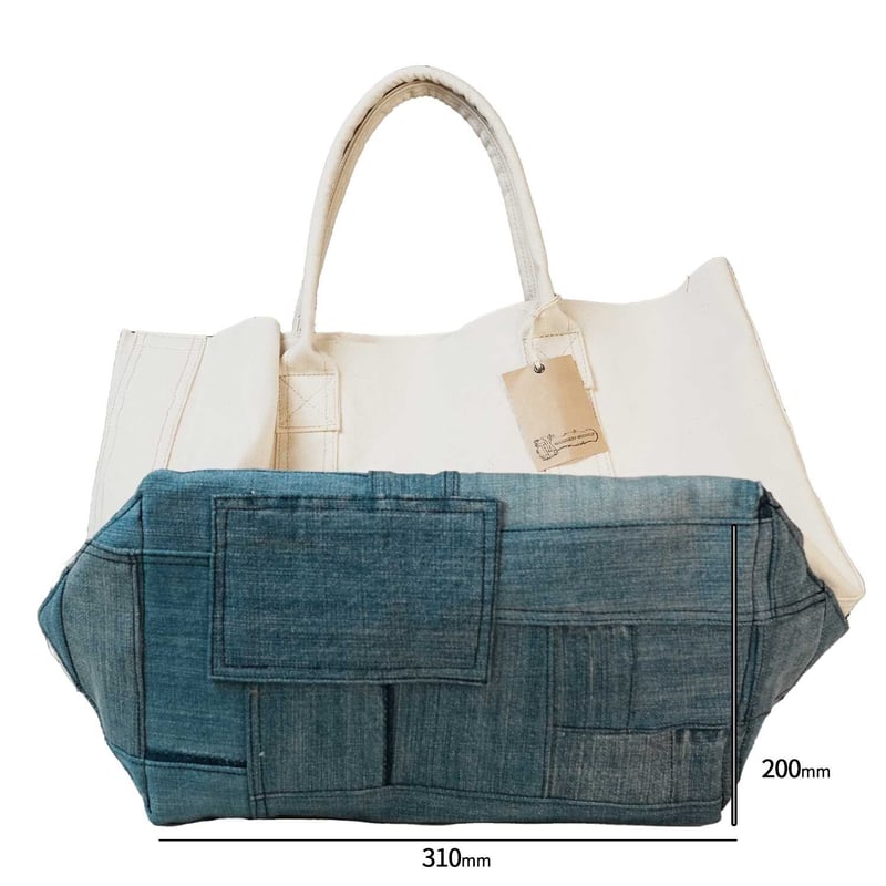 6号帆布トートバッグ｜ビンテージデニムパッチワーク | T.K GARMENT