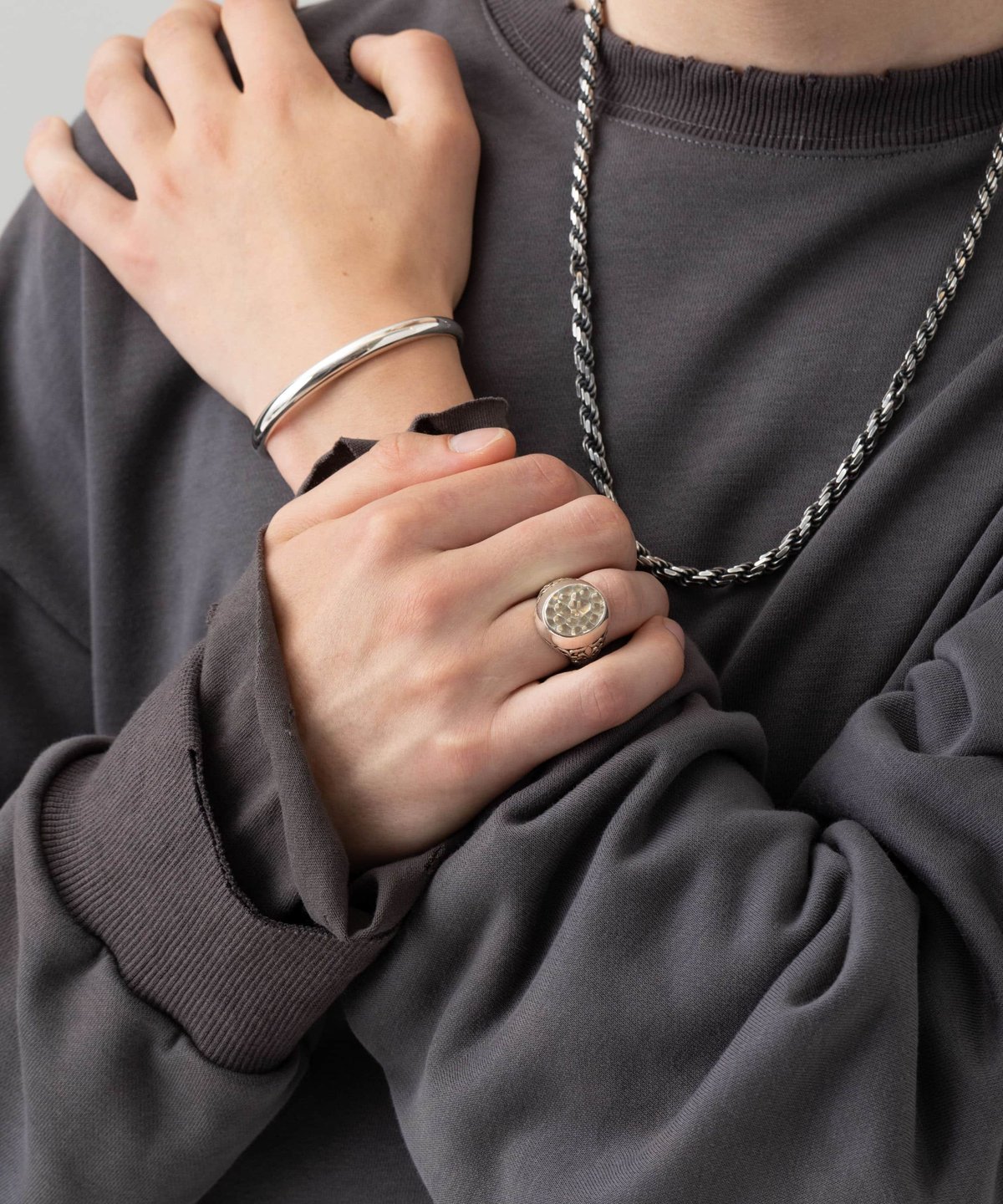 OX JEWELRy Silver Curve Bangle | MB -there is a