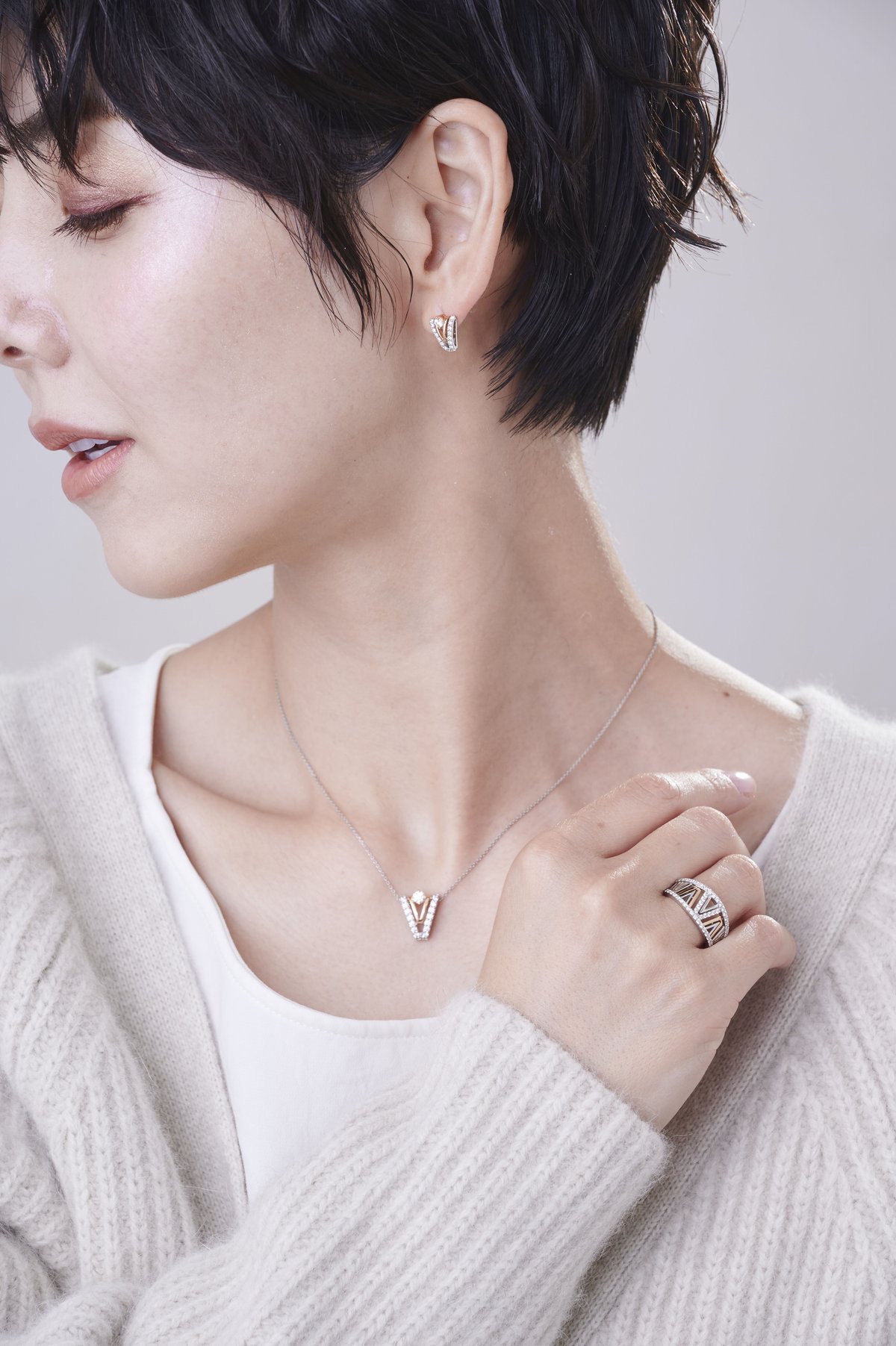 PT950/K18PG H&Cダイヤモンド リング 102708010118 | VERITE