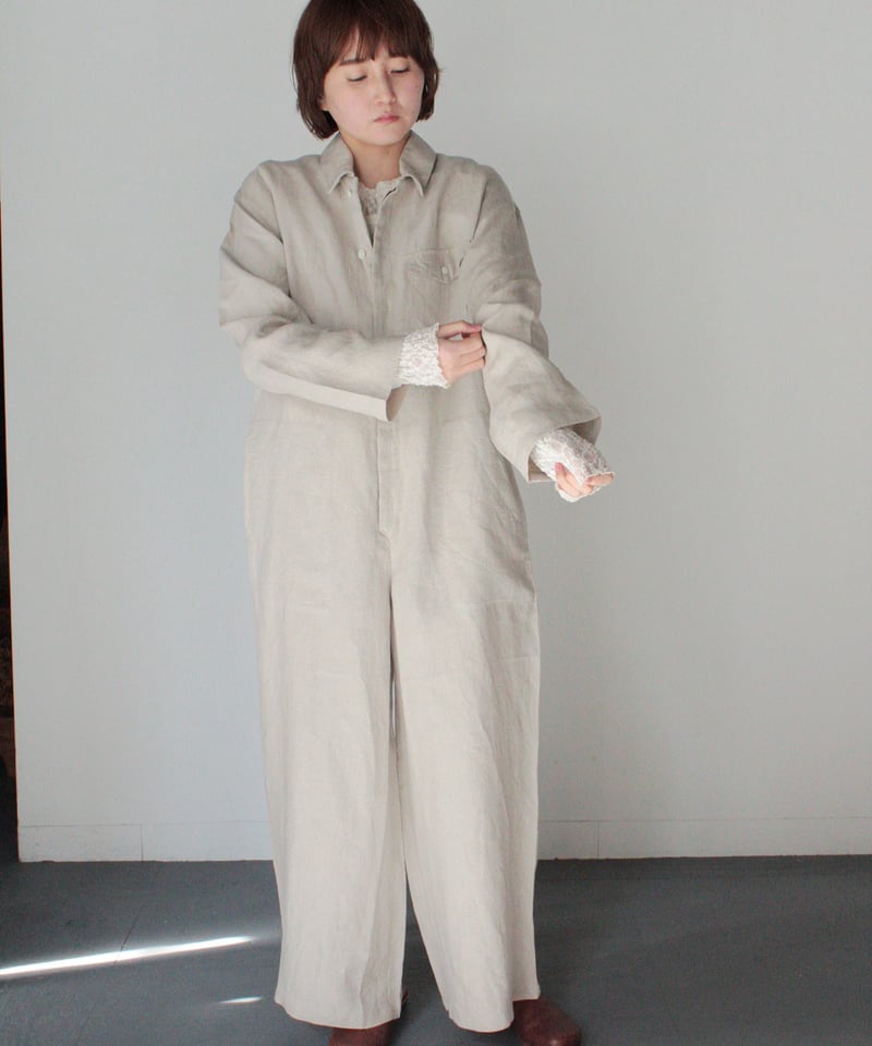 TS244PT013 フレンチリネン 長袖比翼オールインワン | GALERIE TISSU