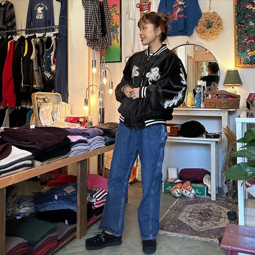 ブラックベロアスカジャン | CUSTOM FEVER