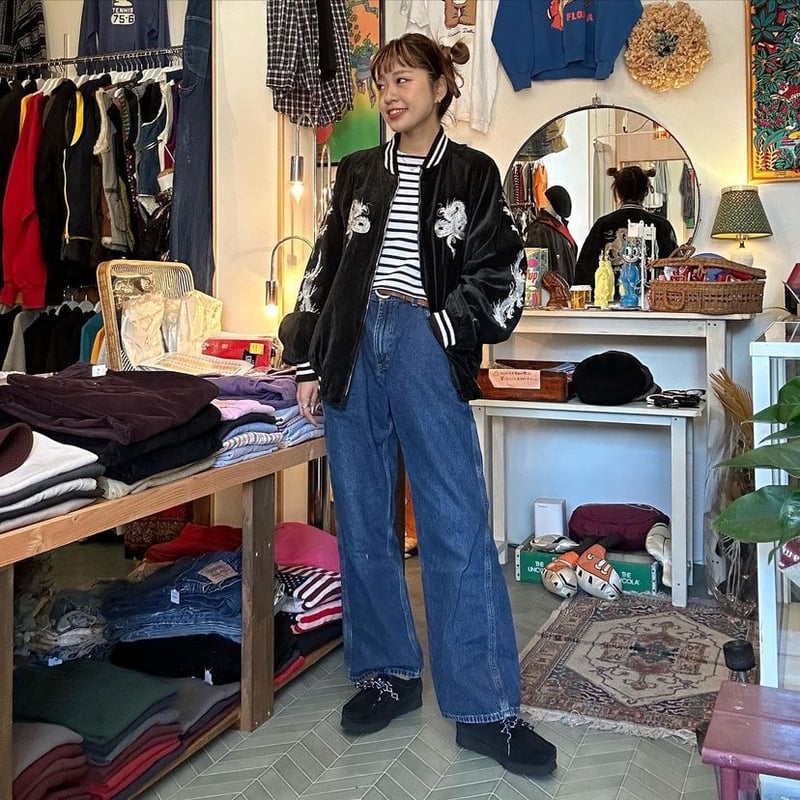 ブラックベロアスカジャン | CUSTOM FEVER