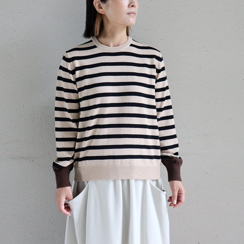 atelier naruse アトリエナルセ cotton wool boarder knit