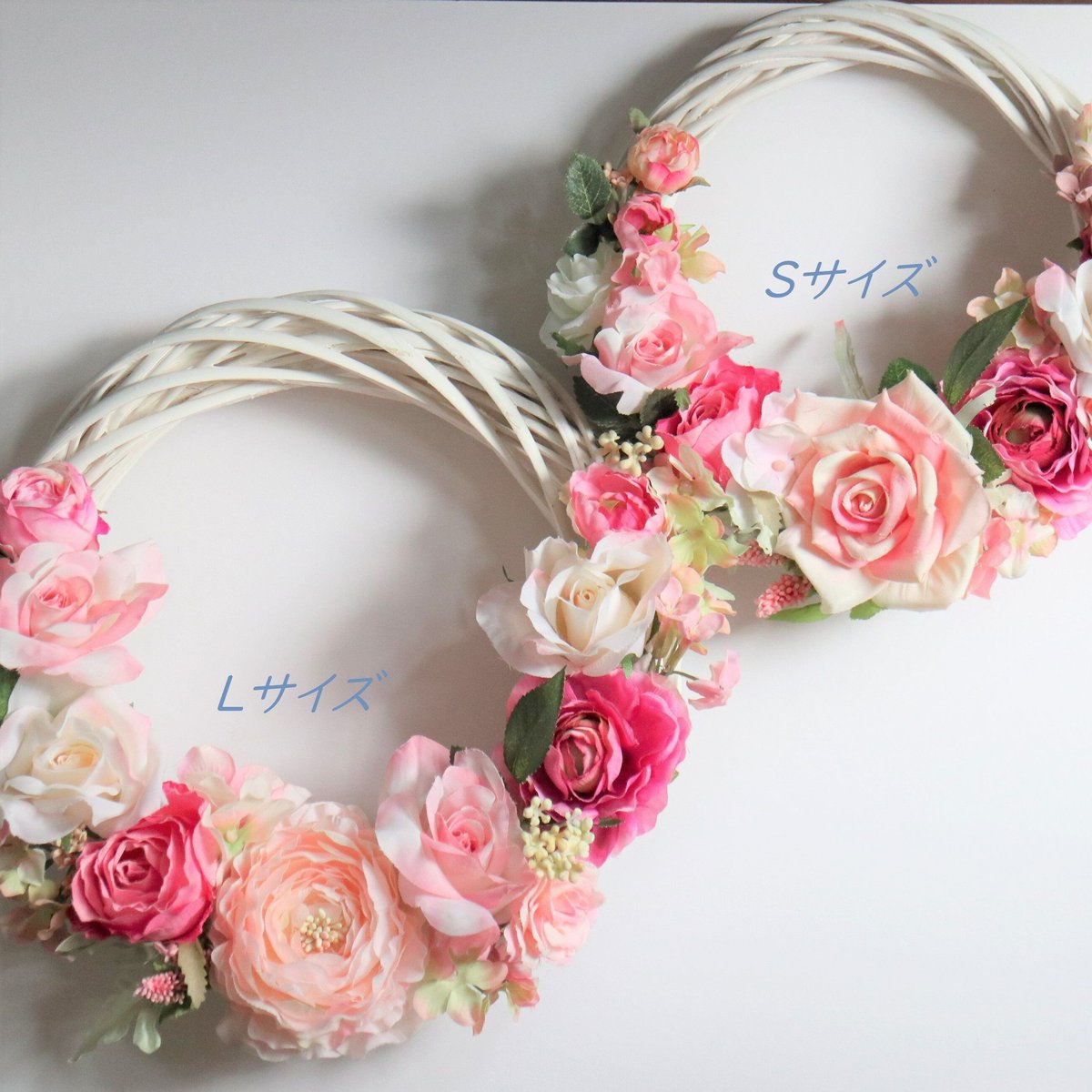 バラとラナンキュラスのフラワーリース（ピンク）Lサイズ | etoile-irisee