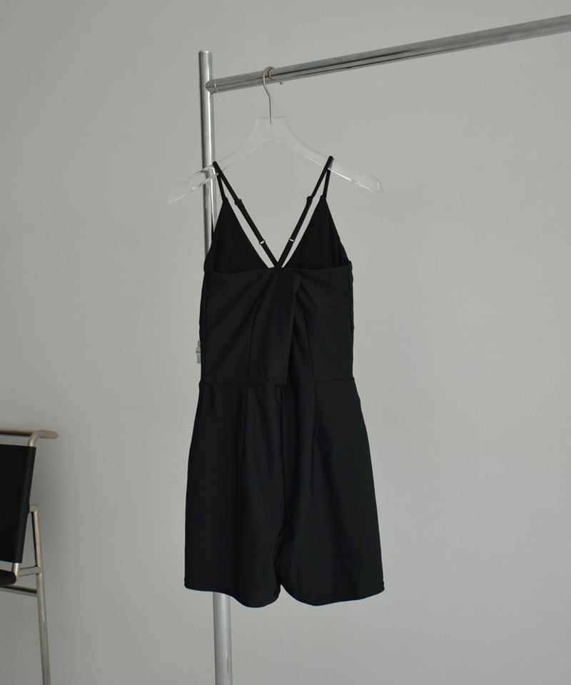 swim-05001 日本製 オールインワン スイムウェア 水着 ブラック | L