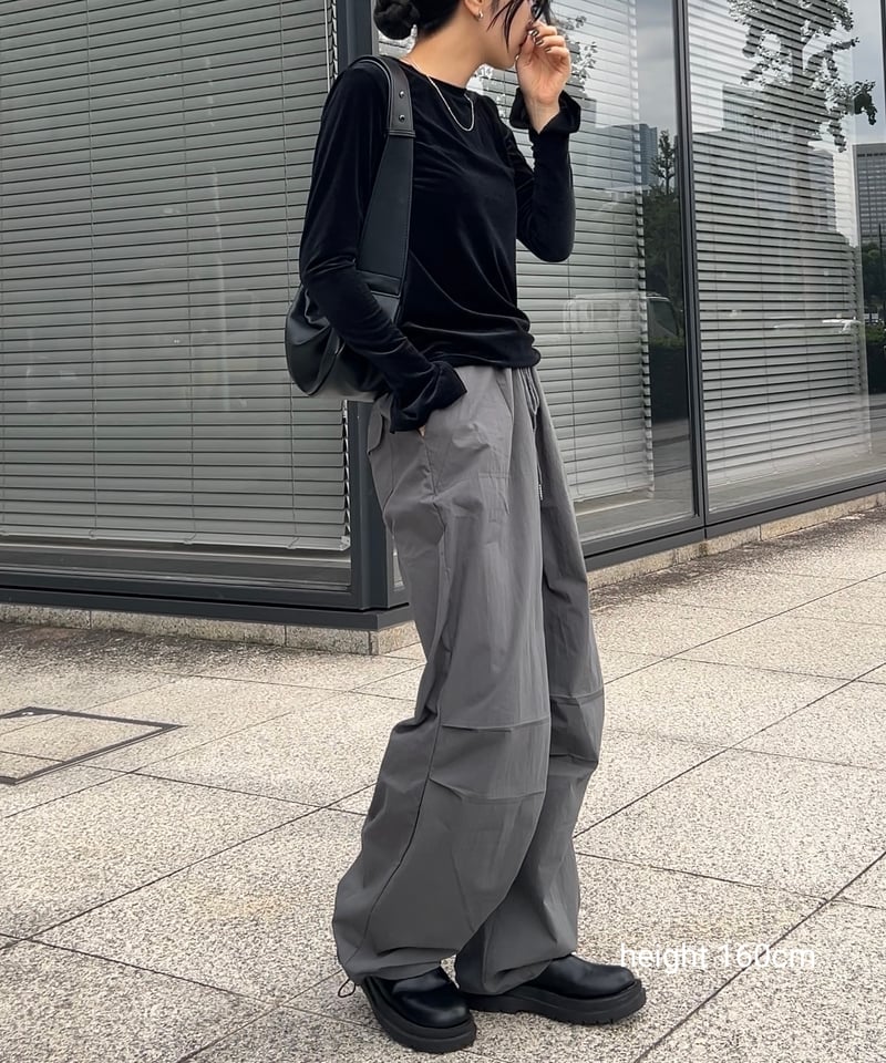 bottoms-02249 パラシュート パンツ グレー ブラック | L a v i s h