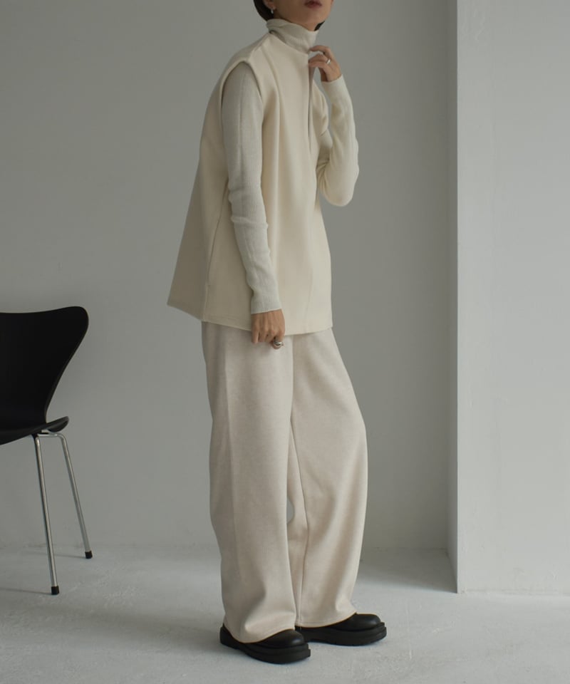 tops-04136 日本製 ウールタッチ メルトンベスト エクリュ グレー | L