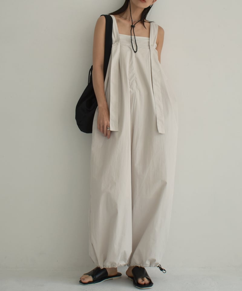 onepiece-12014 コットンナイロン 裾絞りワイドサロペット グレージュ