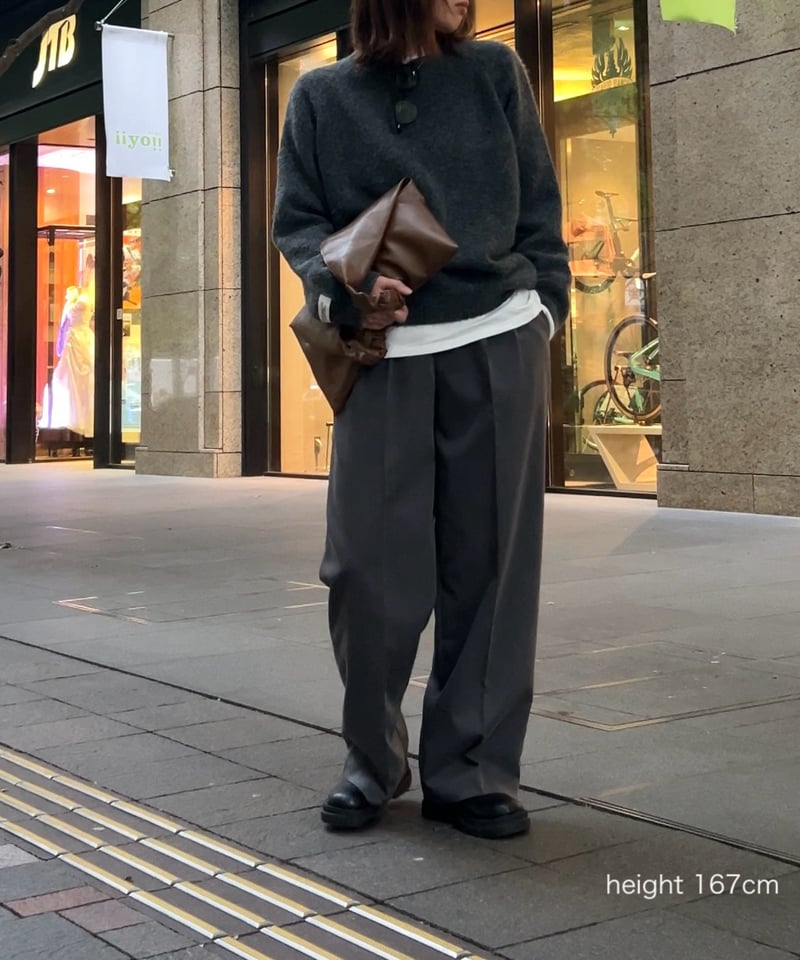 knit-02288 クルーネック ニット プルオーバー エクリュ グレー