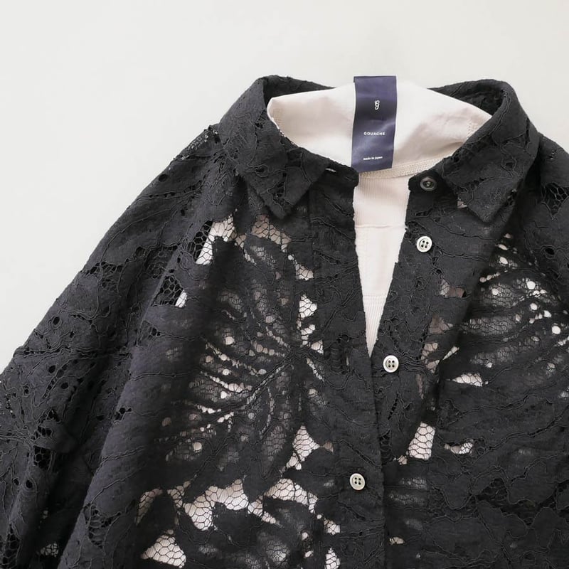 SACRA｜サクラ ｜LEAF RASCHEL LACE CROPPED SHIRT｜OFF