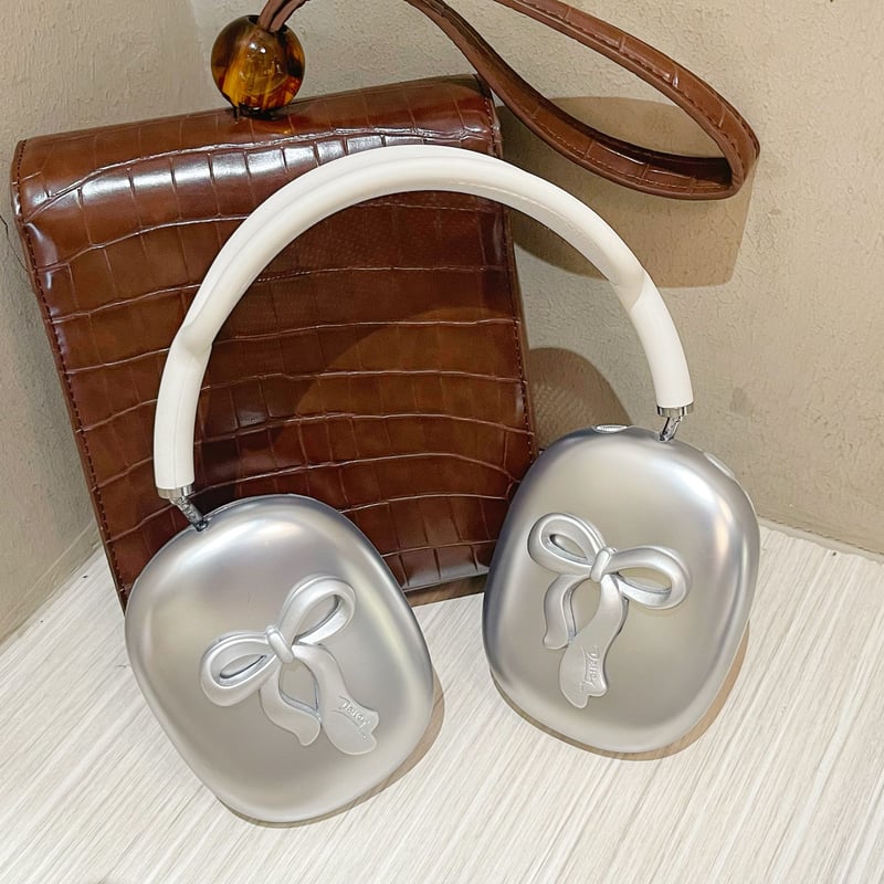 リボン AirPodsMaxケース シルバー 指紋防止 エアーポッズ マックス