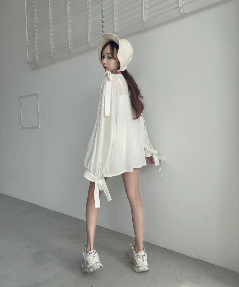 シアーリボントップ /Sheer Ribbon Top | FICTION TOKYO OFF