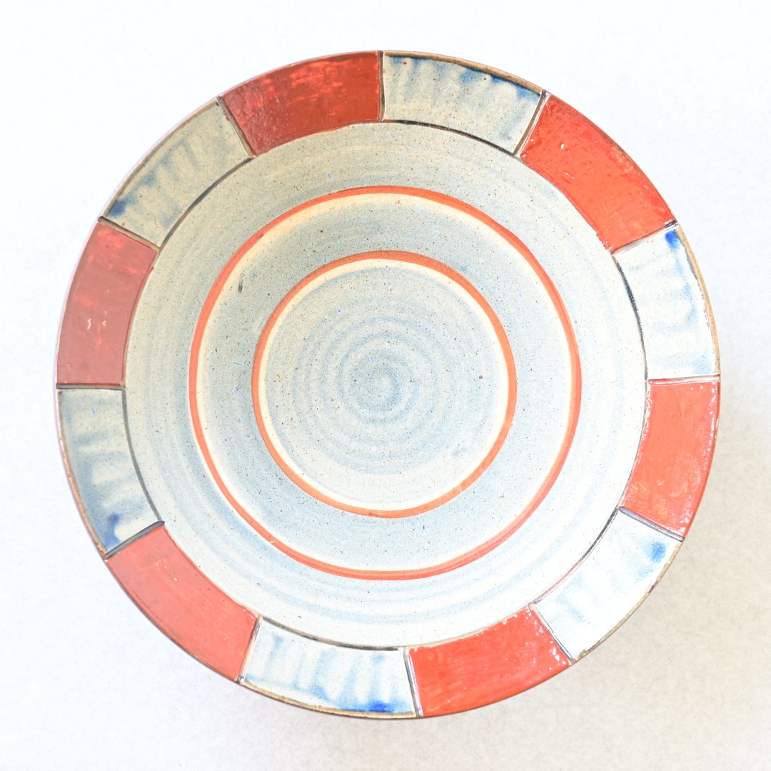 沖縄の器・やちむん・壺屋焼】 國場陶芸 赤絵 7寸皿 i | 沖縄のうつわ