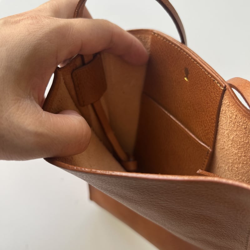 キャメルレザースクエアショルダーバック | mamaguitar